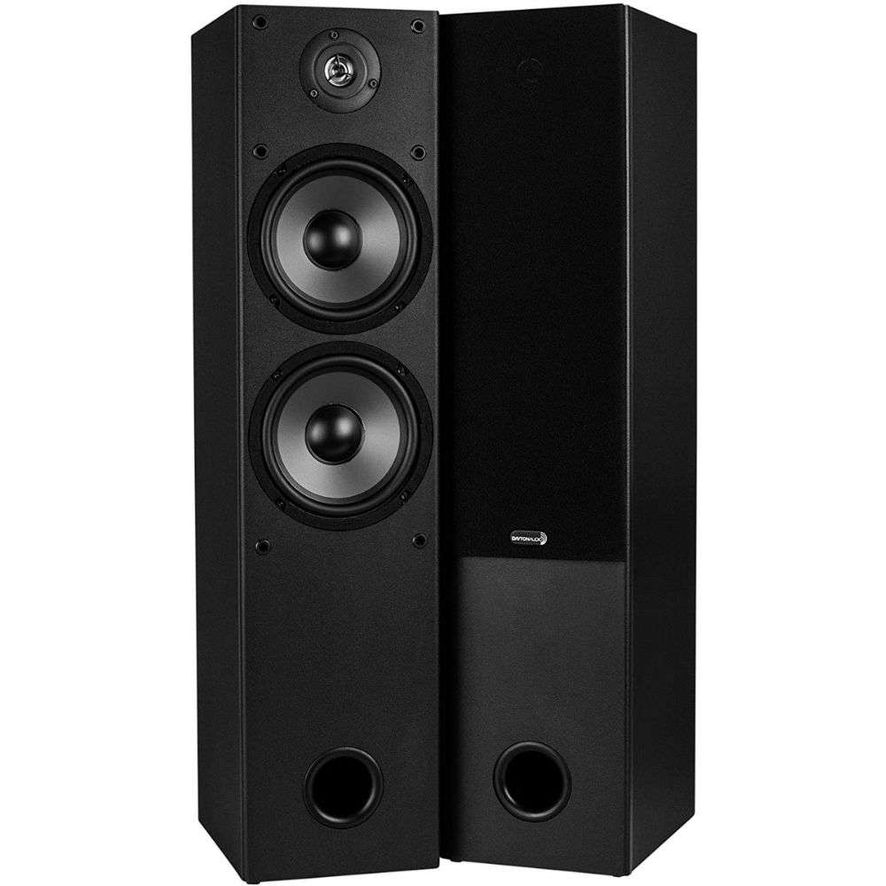 A set of Dayton Audio T652 tower speakers